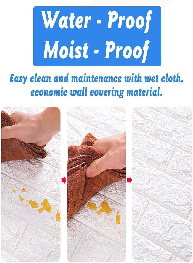 JRM PVC + PE Foam White Brick Textured Wall Panels Peel and Stick Waterproof Self-Adhesive 3D Wall Sticker for Home Living Room Bedroom Background Wall Decoration - Image 5